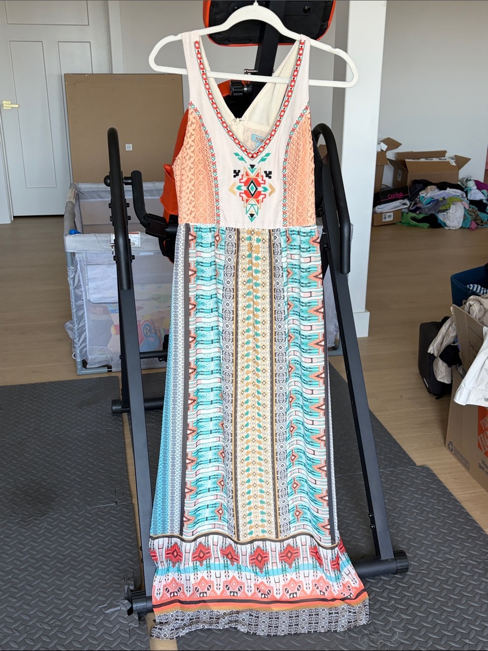 Flying Tomato Coral and Turquoise Printed Maxi Dress
